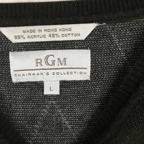 Vintage Army Green Sweater Diamond Print Large - Picture 10 of 10